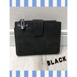 高品質 メンズ レディース 二つ折り財布 カード収納 小銭入れ ブラック