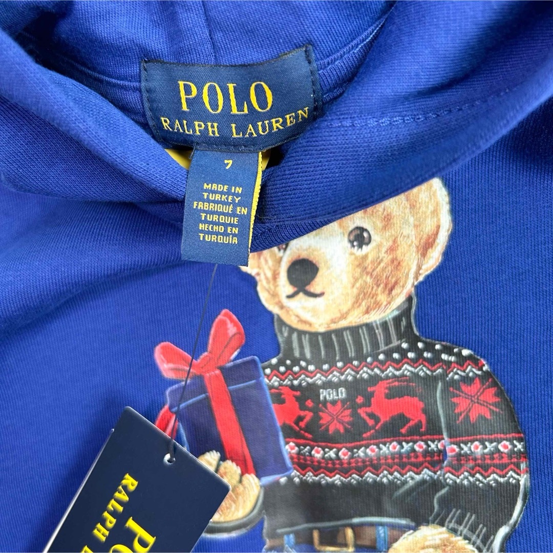 POLO RALPH LAUREN(ポロラルフローレン)の新作◇ラルフローレンポロベアフリースフーディ ブルー 7/130 キッズ/ベビー/マタニティのキッズ服男の子用(90cm~)(Tシャツ/カットソー)の商品写真