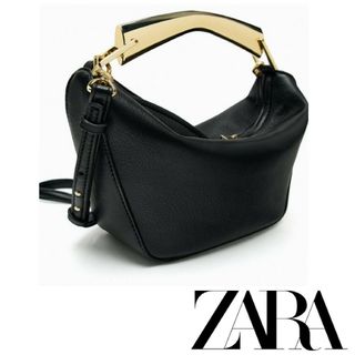 ザラ(ZARA)のZARA メタリック ハンドル バケット バッグ ショルダーバッグ(ハンドバッグ)