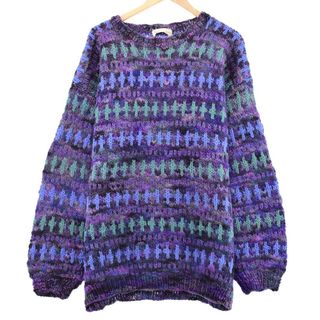 古着 THE QUERNSTONE HAND KNIT ハンドニット 総柄 ウールニットセーター メンズXXL /eaa387254(ニット/セーター)