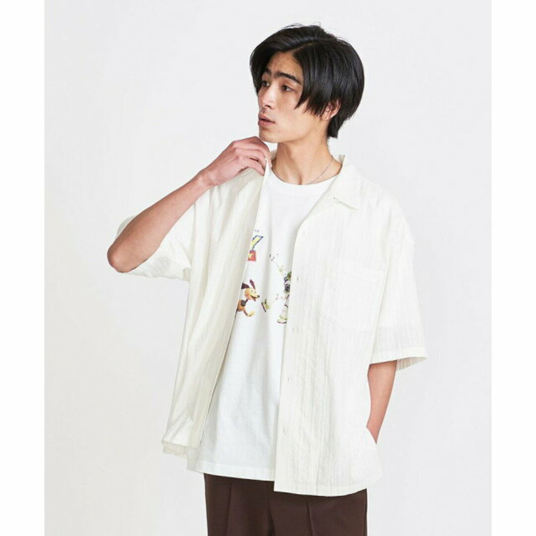 BEAUTY&YOUTH UNITED ARROWS(ビューティアンドユースユナイテッドアローズ)の【WHITE】<info. BEAUTY&YOUTH> ローンストライプ オープンカラー ビッグシャツ メンズのトップス(シャツ)の商品写真