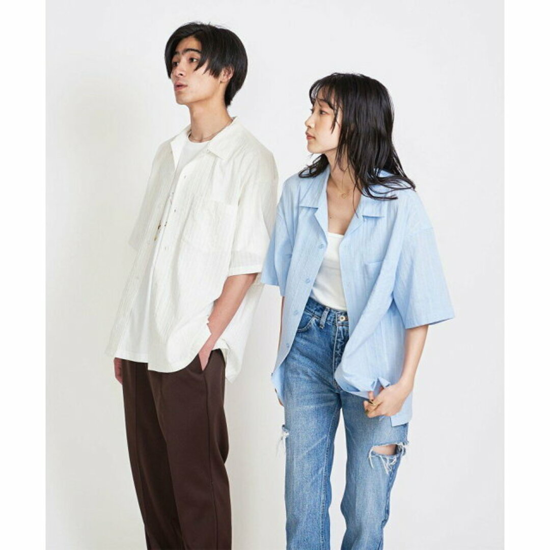 BEAUTY&YOUTH UNITED ARROWS(ビューティアンドユースユナイテッドアローズ)の【WHITE】<info. BEAUTY&YOUTH> ローンストライプ オープンカラー ビッグシャツ メンズのトップス(シャツ)の商品写真