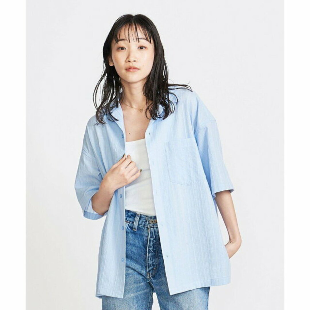 BEAUTY&YOUTH UNITED ARROWS(ビューティアンドユースユナイテッドアローズ)の【LT.BLUE】<info. BEAUTY&YOUTH> ローンストライプ オープンカラー ビッグシャツ メンズのトップス(シャツ)の商品写真