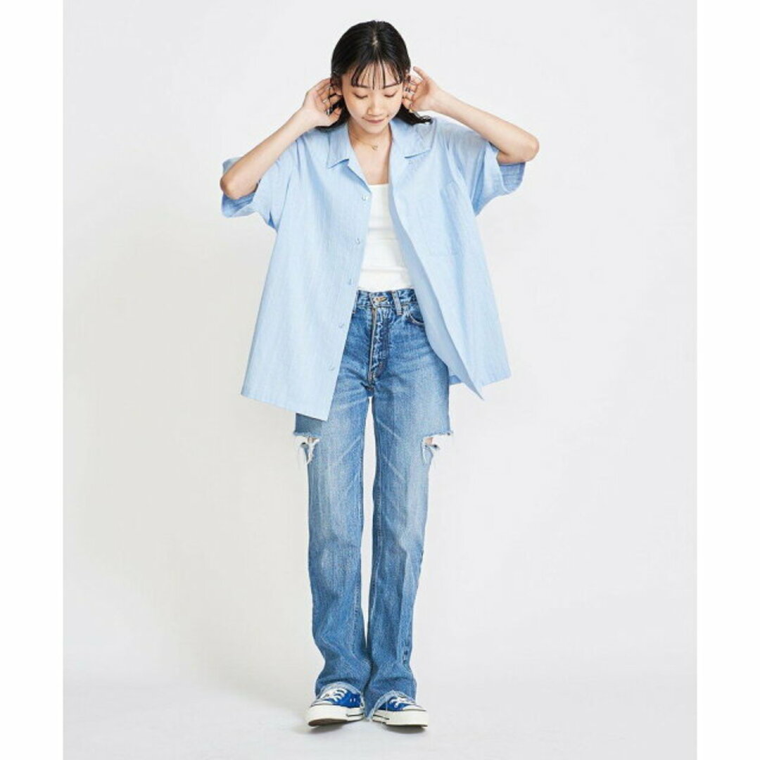 BEAUTY&YOUTH UNITED ARROWS(ビューティアンドユースユナイテッドアローズ)の【LT.BLUE】<info. BEAUTY&YOUTH> ローンストライプ オープンカラー ビッグシャツ メンズのトップス(シャツ)の商品写真