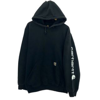 カーハート(carhartt)の古着 カーハート Carhartt 袖プリント スウェットプルオーバーパーカー メンズL /eaa389113(スウェット)