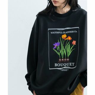 ジュンレッド(JUNRED)の【ブラック（01）】フラワーレコードルーズプルオーバー(Tシャツ/カットソー(半袖/袖なし))