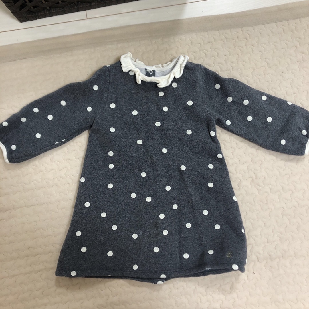 PETIT BATEAU(プチバトー)のプチバトー　ドットワンピース　裏起毛　86センチ キッズ/ベビー/マタニティのベビー服(~85cm)(ワンピース)の商品写真