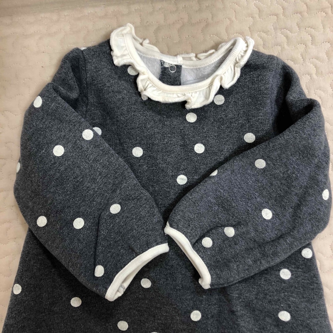 PETIT BATEAU(プチバトー)のプチバトー　ドットワンピース　裏起毛　86センチ キッズ/ベビー/マタニティのベビー服(~85cm)(ワンピース)の商品写真