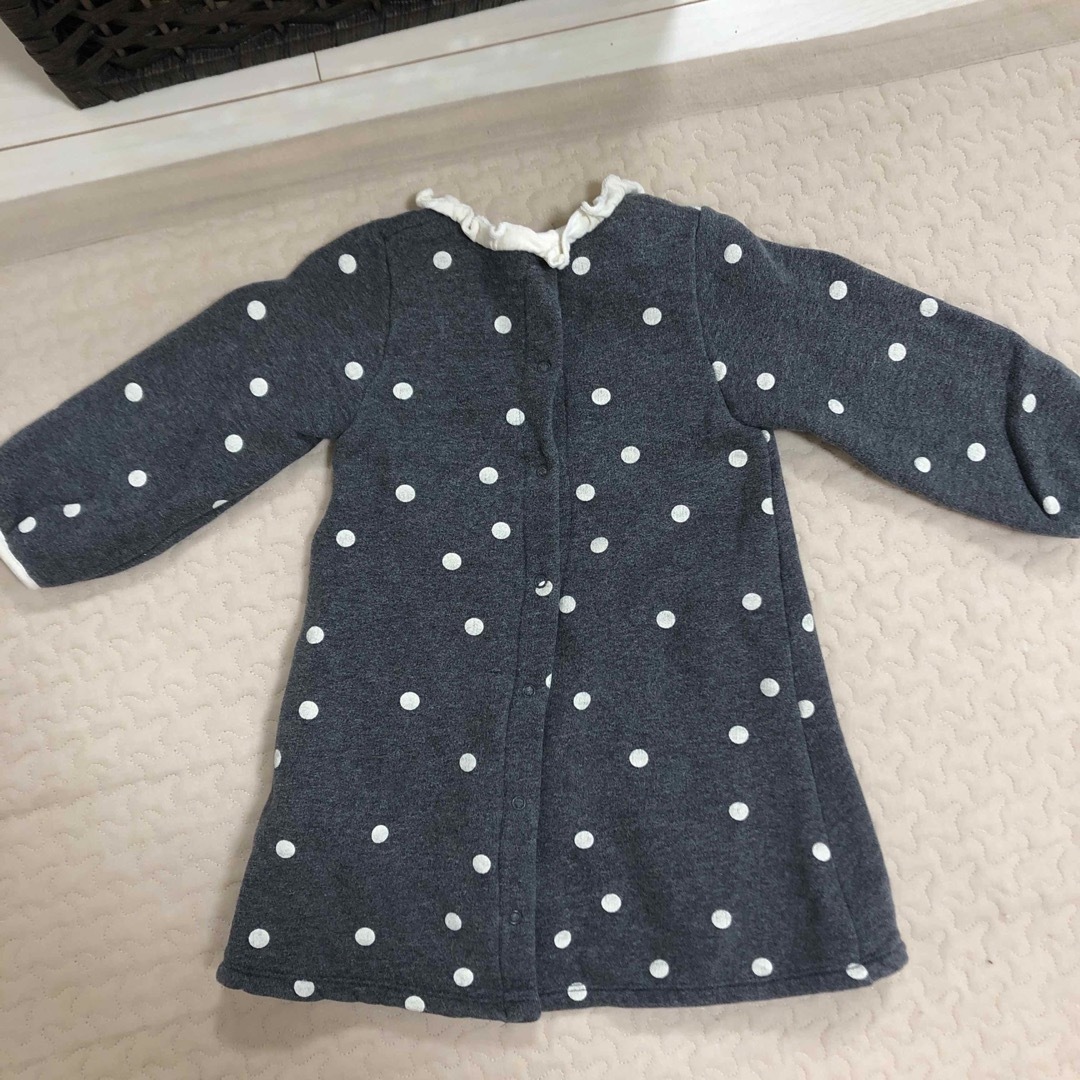 PETIT BATEAU(プチバトー)のプチバトー　ドットワンピース　裏起毛　86センチ キッズ/ベビー/マタニティのベビー服(~85cm)(ワンピース)の商品写真