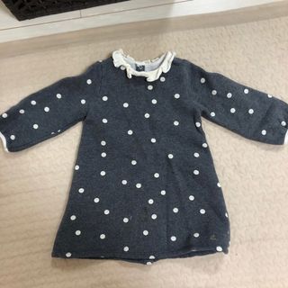 プチバトー(PETIT BATEAU)のプチバトー　ドットワンピース　裏起毛　86センチ(ワンピース)