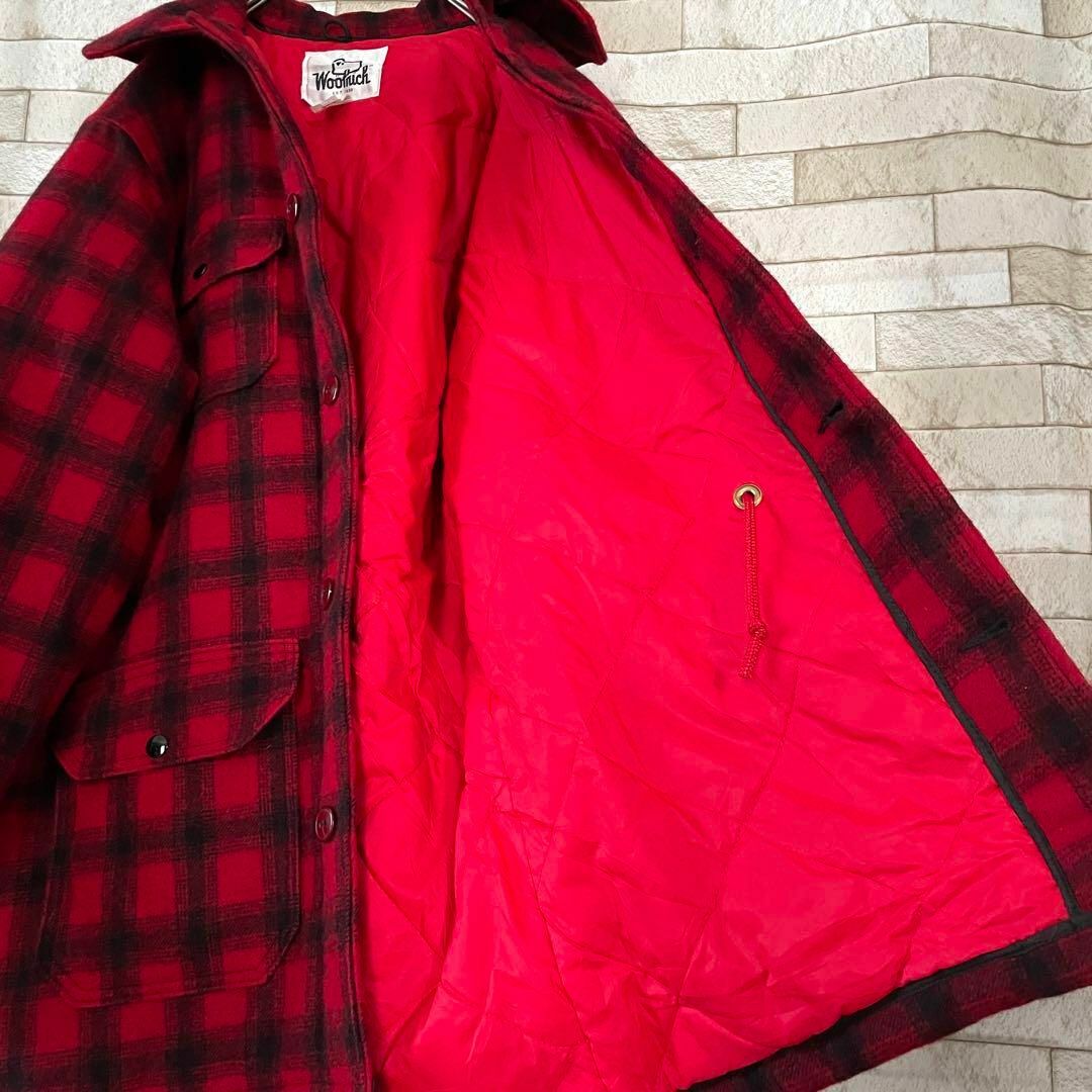 WOOLRICH(ウールリッチ)のウールリッチ 70s USA ウールジャケット チェック柄 キルティング 赤 黒 メンズのジャケット/アウター(ブルゾン)の商品写真
