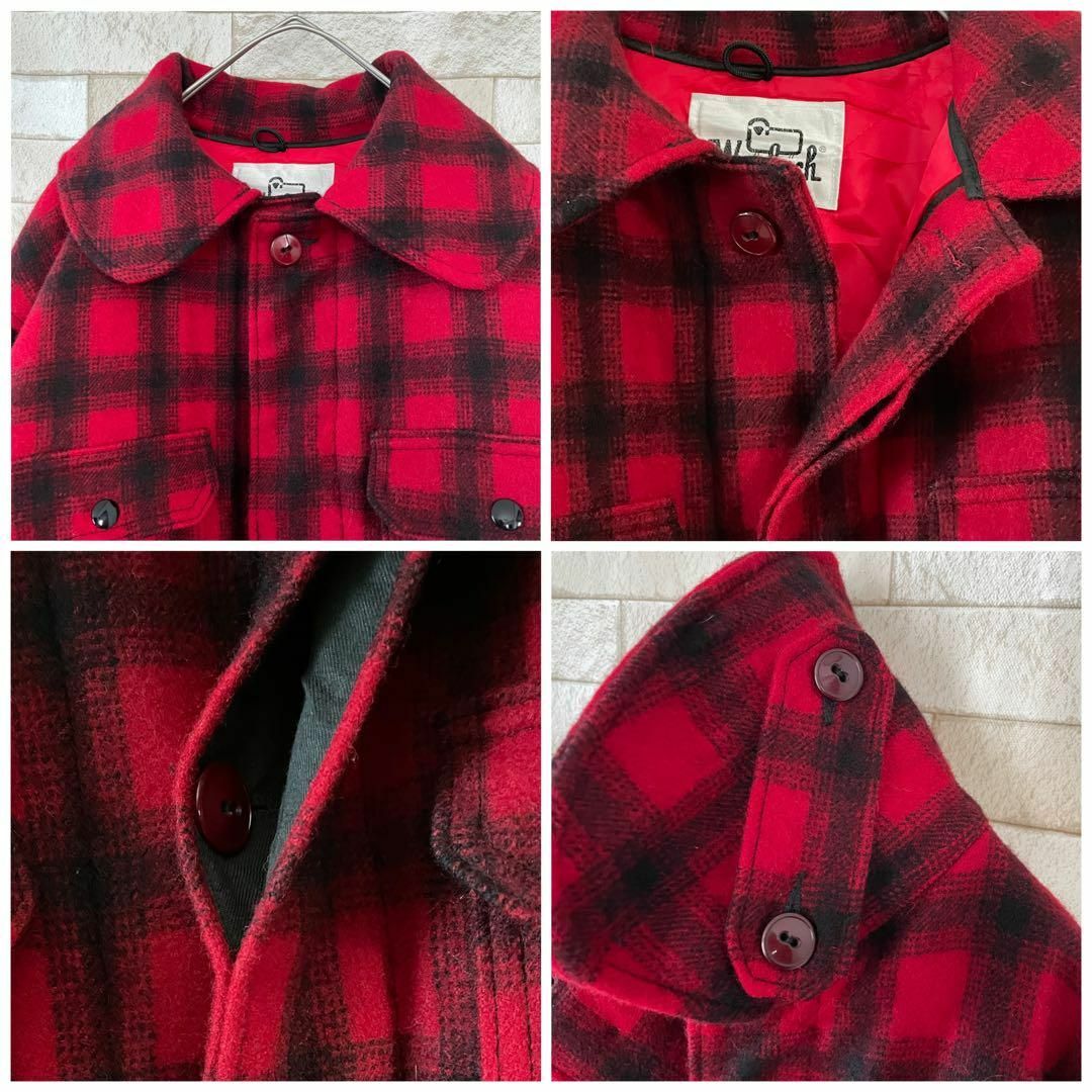 WOOLRICH(ウールリッチ)のウールリッチ 70s USA ウールジャケット チェック柄 キルティング 赤 黒 メンズのジャケット/アウター(ブルゾン)の商品写真