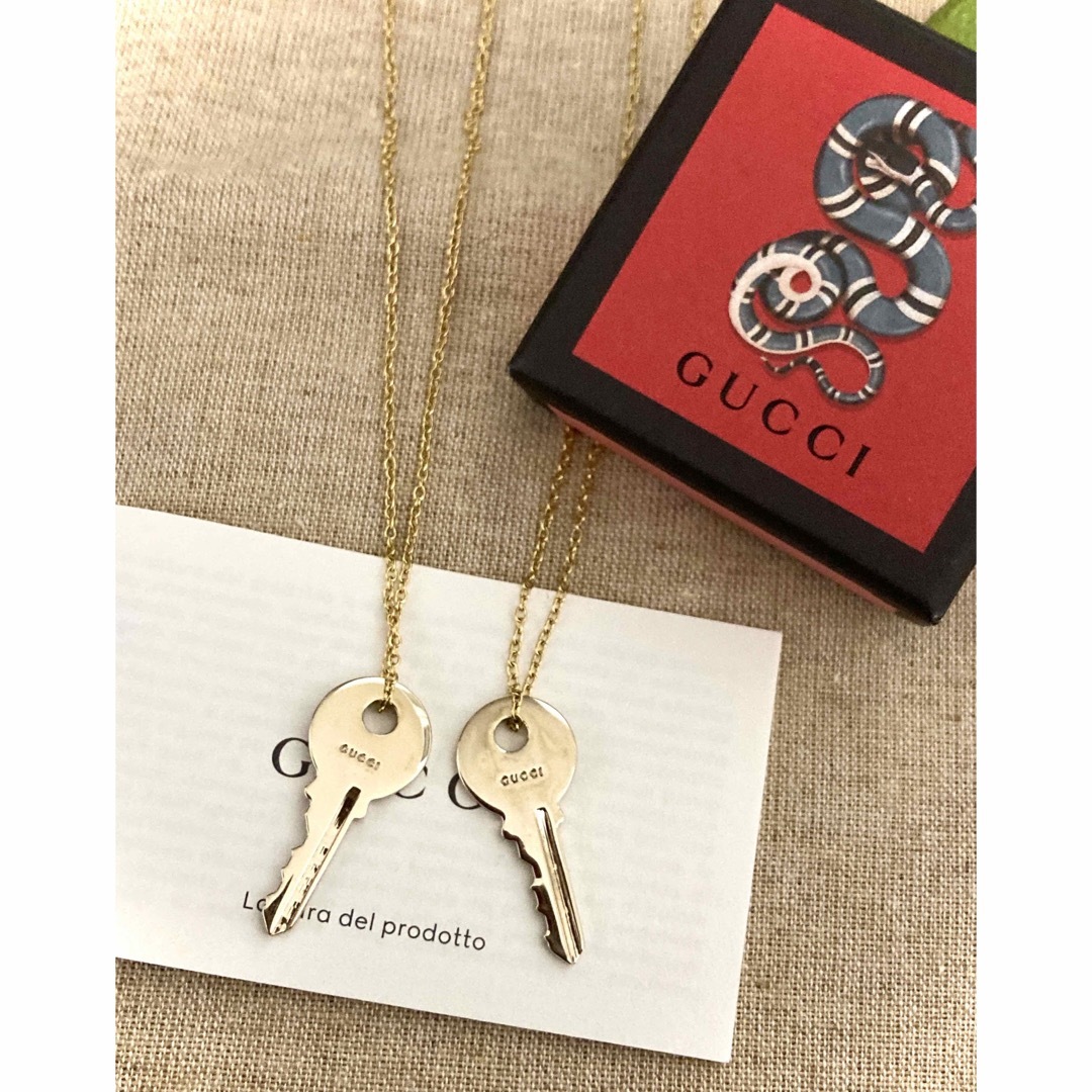 GUCCI - グッチ ペアネックレス キー型チャームトップ/鍵 GUCCI - グッチ ペアネックレス キー型チャームトップ/鍵