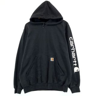 カーハート(carhartt)の古着 カーハート Carhartt 袖プリント スウェットプルオーバーパーカー メンズM /eaa389193(スウェット)