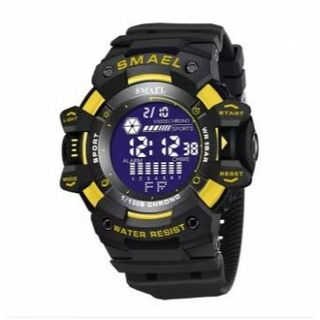 SMAEL 8050 スポーツウォッチ（ブラック・ゴールド）(腕時計(デジタル))