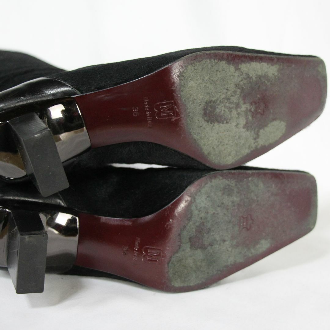 BRUNOMAGLI(ブルーノマリ)のブルーノマリ ロングブーツ ハラコ　レザー　36　23.0 黒　ブラック レディースの靴/シューズ(ブーツ)の商品写真