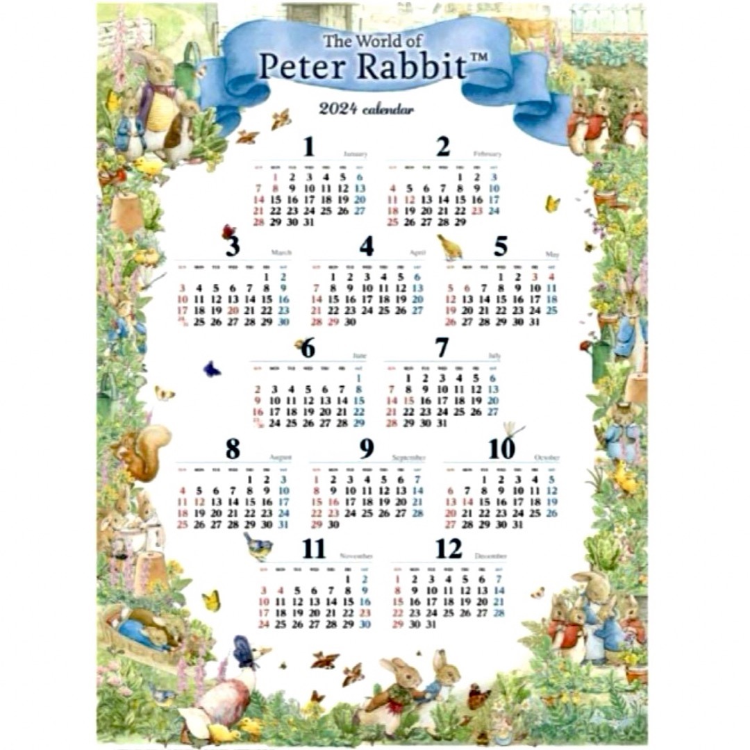 PETER RABBIT（TM）(ピーターラビット)のレア新品✨ピーターラビット 2024年カレンダー ポスター 三菱UFJ信託銀行 インテリア/住まい/日用品の文房具(カレンダー/スケジュール)の商品写真