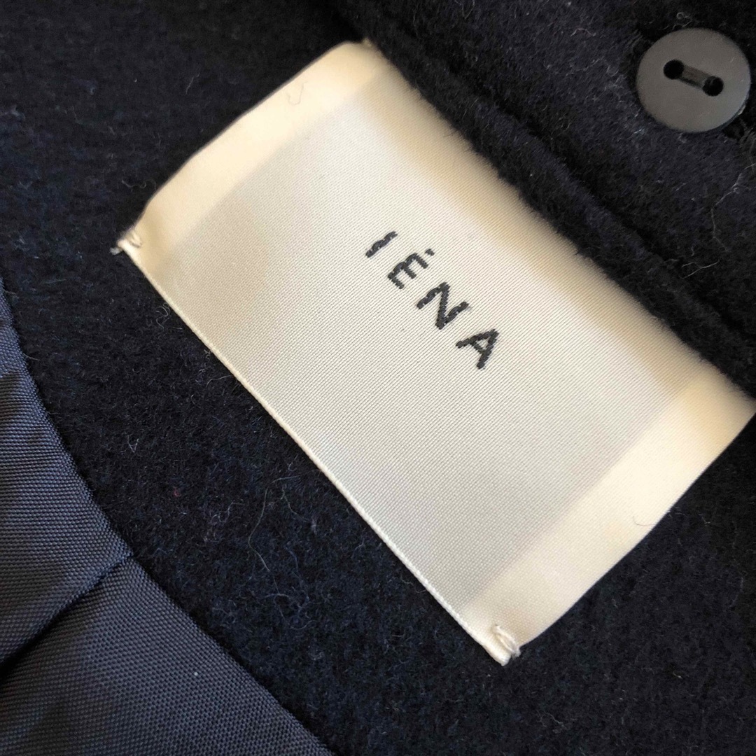 IENA(イエナ)の＊美品＊IENAイエナ＊二重織シャルム　フード付きコクーンコート＊ネイビー34 レディースのジャケット/アウター(ロングコート)の商品写真