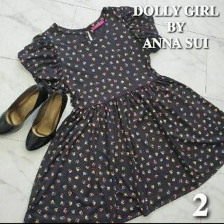 ドーリーガールバイアナスイ(DOLLY GIRL BY ANNA SUI)の【希少♡】ドーリーガールバイアナスイ　花柄ワンピース　黒　2　レディース　服(ミニワンピース)