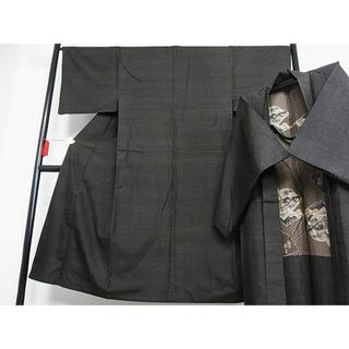 平和屋-こころ店■男性　紬　アンサンブル　霞文　正絹　逸品　B-oa7424(着物)