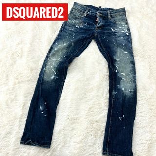 ディースクエアード(DSQUARED2)の極美品★DSQUARED2★ペイント加工 ダメージデニム ペンキ ロゴチェーン(デニム/ジーンズ)