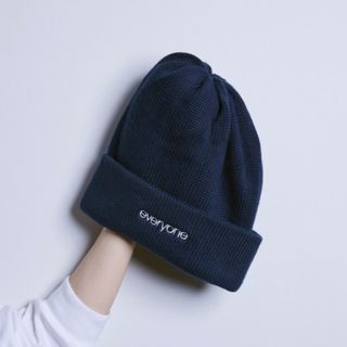 ワンエルディーケーセレクト(1LDK SELECT)のeveryone  cotton logo beanie (NAVY)  (ニット帽/ビーニー)