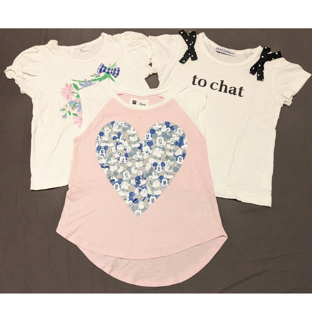 GAP Kids(ギャップキッズ)の送料込み　GAP KIDS 他　Tシャツ　サイズ100　3枚セット キッズ/ベビー/マタニティのキッズ服女の子用(90cm~)(Tシャツ/カットソー)の商品写真