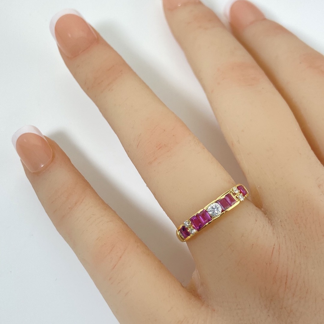 【24-25】ルビー　ダイヤモンド　リング　R0.5ct D0.17ct レディースのアクセサリー(リング(指輪))の商品写真