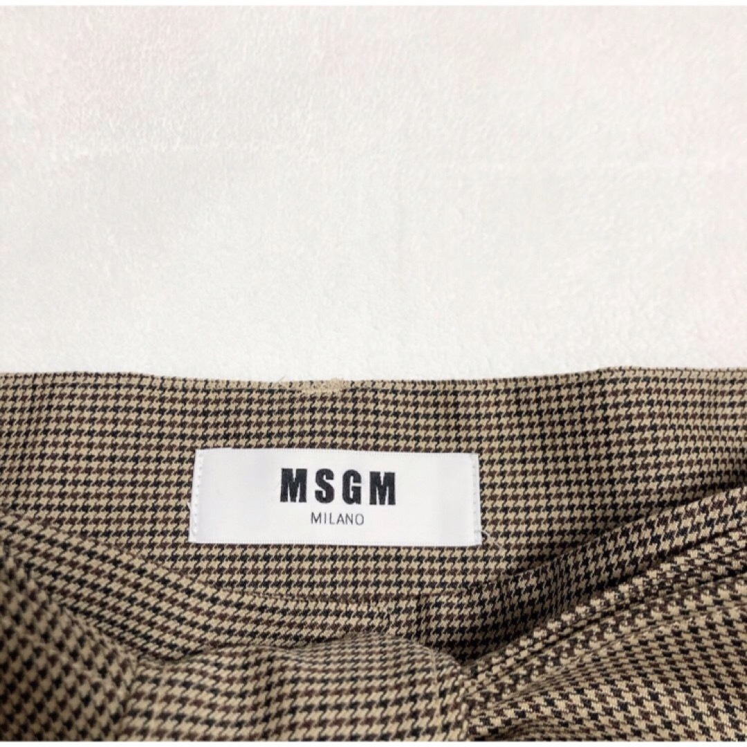 ウエスト31総丈79美品　MSGM フレア　ベルト　リボン　ロングスカート　千鳥格子　38