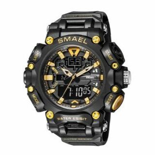 SMAEL 8053 スポーツウォッチ（ブラック・ゴールド）(腕時計(デジタル))