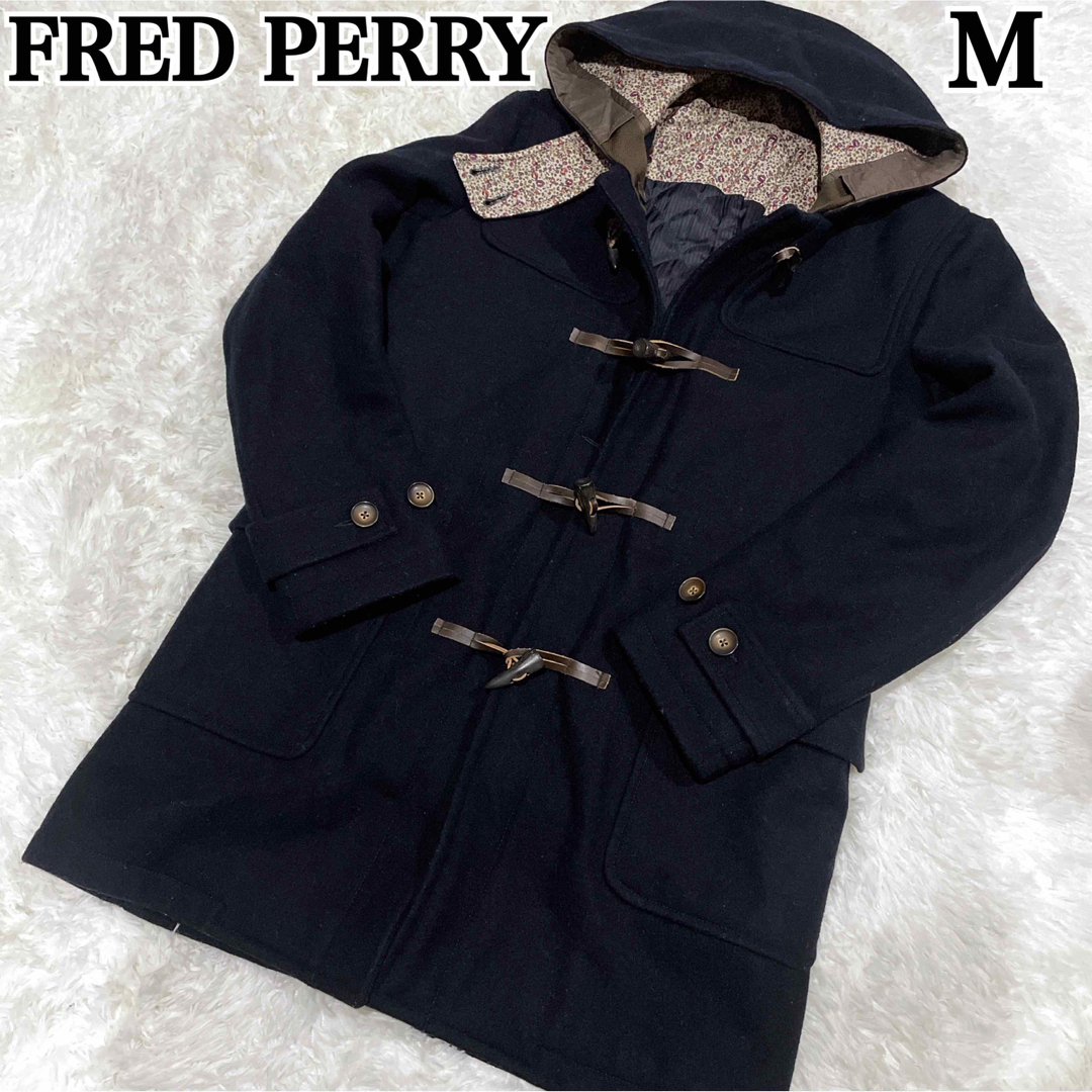 FRED PERRY(フレッドペリー)の希少 FRED PERRY ダッフルコート リバティ花柄 メンズ ネイビー メンズのジャケット/アウター(ダッフルコート)の商品写真