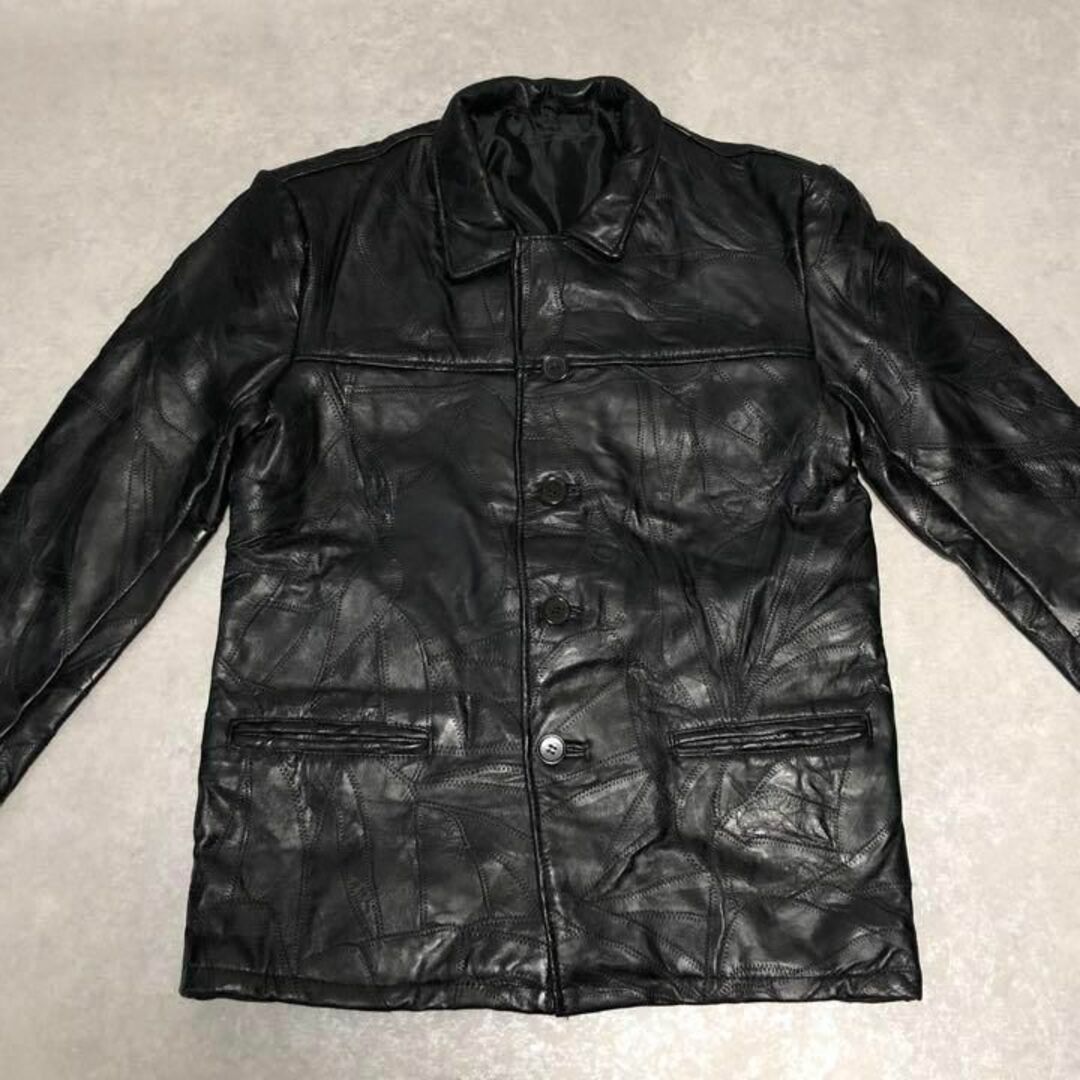 【再構築】ヴィンテージ レザージャケット ブラック XLサイズ ツギハギUSED