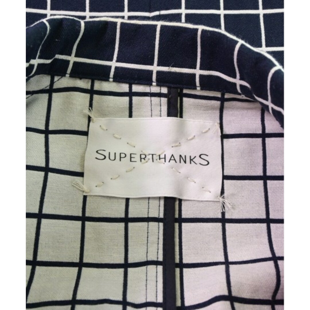 SUPERTHANKS(スーパーサンクス)のSUPERTHANKS カジュアルジャケット L 紺x白(チェック) 【古着】【中古】 メンズのジャケット/アウター(テーラードジャケット)の商品写真