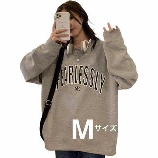 レディース トレーナー スウェット生地 ロンT クルーネック ビッグ かわいい(トレーナー/スウェット)