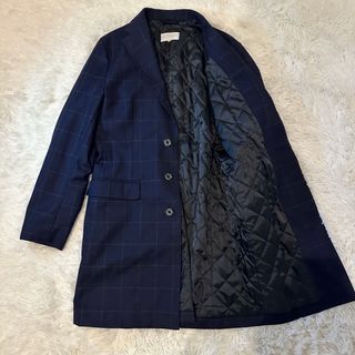 マッキントッシュ(MACKINTOSH)の極美品マッキントッシュ　チェスターコート　キルティング ネイビー　ペンチェックL(チェスターコート)