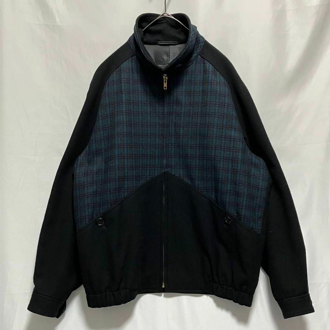 MEN'S BIGI(メンズビギ)の80s MEN'S BIGI チェック 切り替え ブルゾン ジャケット 古着 メンズのジャケット/アウター(ブルゾン)の商品写真