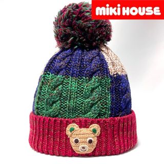 ミキハウス(mikihouse)の【新品】mikiHOUSEミキハウス かわいいクマちゃん付ポンポンニットキャップ(帽子)