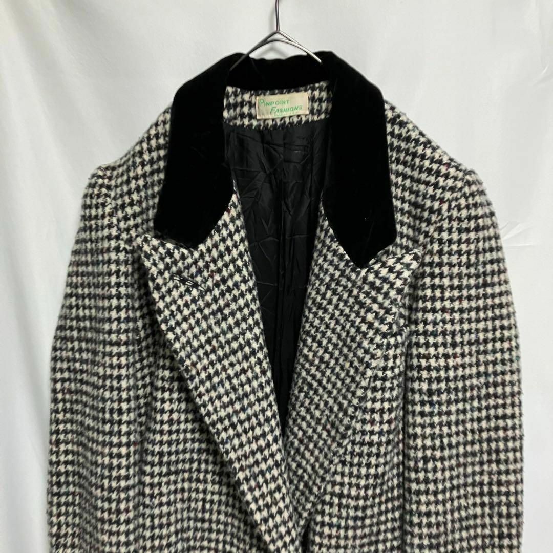 80s ビンテージ USA製 ツイード 千鳥格子 ネップ ウール コート 古着 80s ビンテージ USA製 ツイード 千鳥格子 ネップ ウール コート 古着