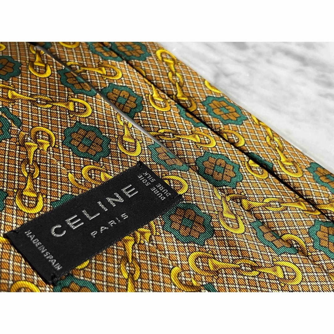 celine(セリーヌ)の【未使用品】 CELINE スペイン製 ブラウン系 総柄 チェック メンズのファッション小物(ネクタイ)の商品写真