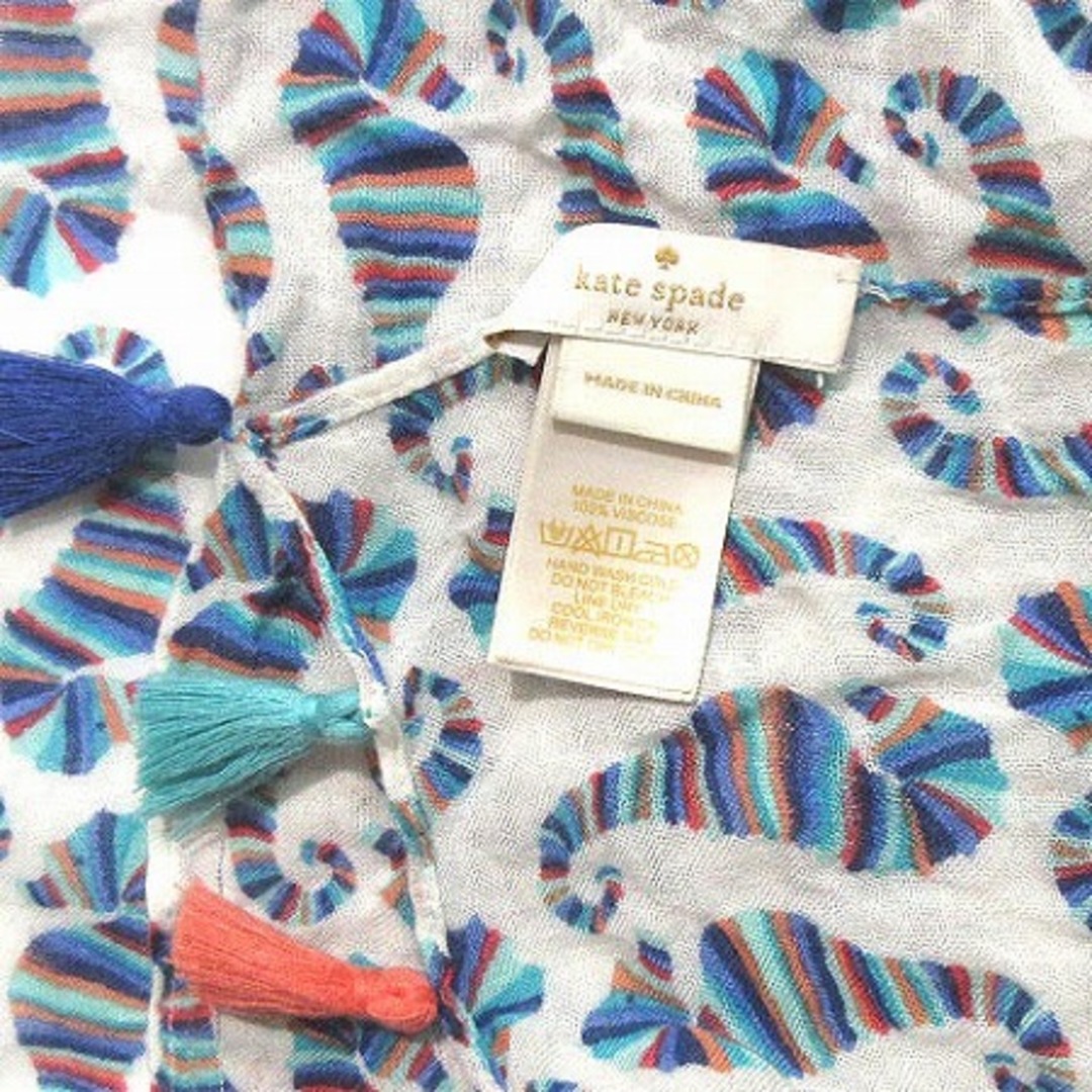 ケイトスペード ストール タツノオトシゴ プリント フリンジ マルチカラー レディースのファッション小物(ストール/パシュミナ)の商品写真