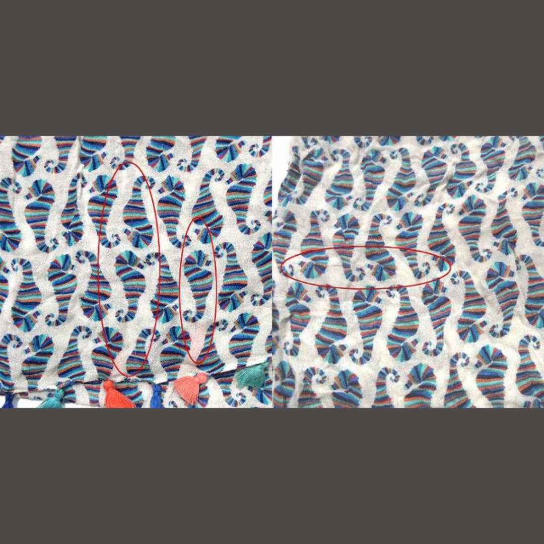 ケイトスペード ストール タツノオトシゴ プリント フリンジ マルチカラー レディースのファッション小物(ストール/パシュミナ)の商品写真