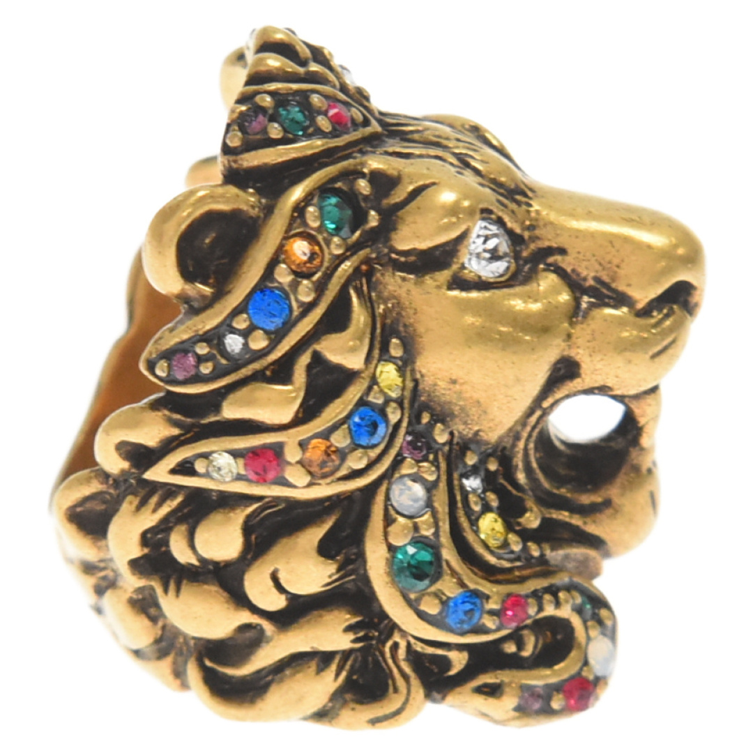 Gucci(グッチ)のGUCCI グッチ Lionhead Multicolor Stone Ring ライオンヘッドマルチカラーストーン付きリング ゴールド メンズのアクセサリー(リング(指輪))の商品写真