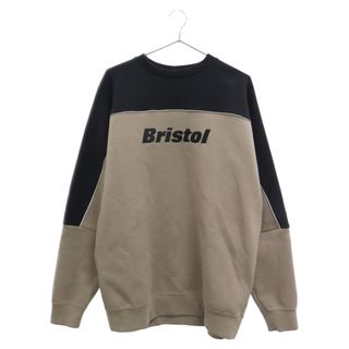 エフシーアールビー(F.C.R.B.)のF.C.R.B./F.C.Real Bristol/FCRB エフシーアールビー/エフシーレアルブリストル TECH SWEAT OVERSIZED CREWNECK TOP FCRB-232039 切り替えデザインロゴ刺繍スウェットトレーナー ベージュ(スウェット)