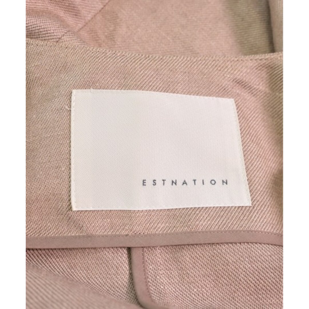 ESTNATION(エストネーション)のESTNATION ノーカラージャケット 36(S位) ピンクベージュ 【古着】【中古】 レディースのジャケット/アウター(ノーカラージャケット)の商品写真