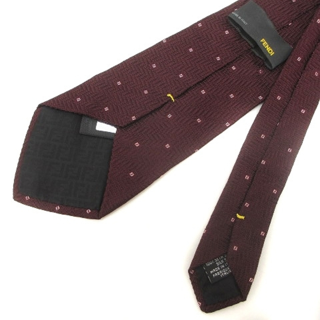 FENDI(フェンディ)のフェンディ ネクタイ ロゴ 総柄 シルク100％ ボルドー 臙脂 赤系 レッド系 メンズのファッション小物(ネクタイ)の商品写真