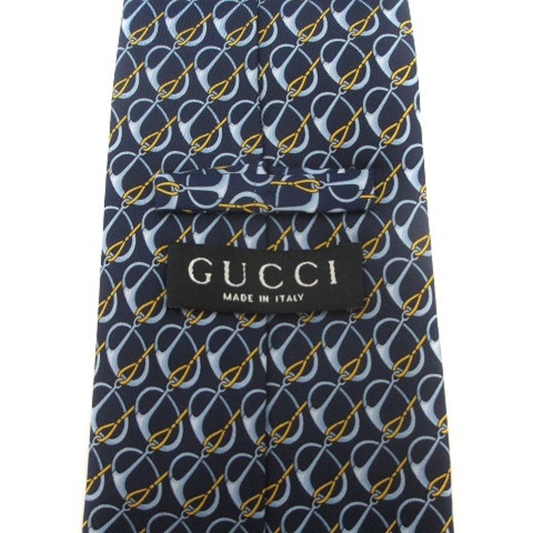 Gucci(グッチ)のグッチ ネクタイ ホースビット ロゴ 総柄 シルク100％ 紺 黄 マルチカラー メンズのファッション小物(ネクタイ)の商品写真