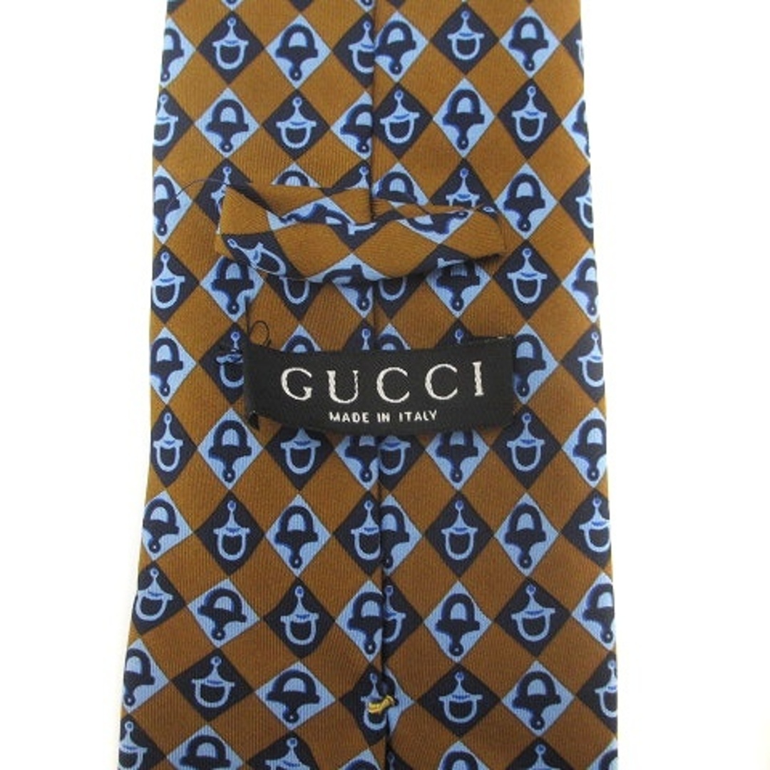 Gucci(グッチ)のグッチ ネクタイ ホースビット 総柄 ロゴ シルク100％ 茶 青 紺 メンズのファッション小物(ネクタイ)の商品写真