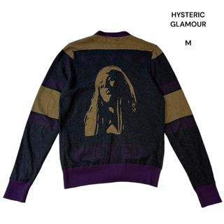 ヒステリックグラマー(HYSTERIC GLAMOUR)のヒステリックグラマー カシミヤ混 カーディガン M ボーダー WICKED(カーディガン)