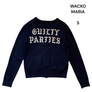 ワコマリア(WACKO MARIA)のWACKO MARIA ワコマリア ウールカーディガン S 紺 チェーンステッチ(カーディガン)