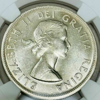 カナダ 1958 ブリティッシュコロンビア 1ドル 銀貨 MS62 ヤングヤング(貨幣)